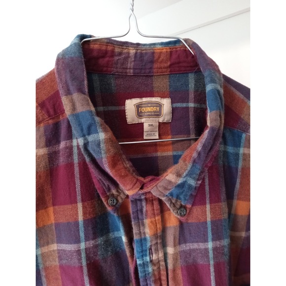 The Foundry Shirt Mens 3XL Plaid Button Up Long Sleeve Pocket Hiking Flannel - Picture 2 of 10
